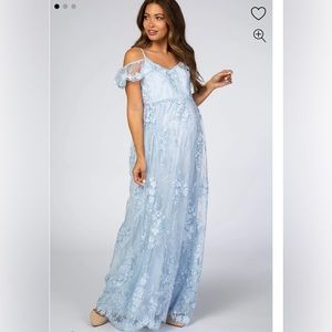 Pinkblush Light Blue Lace Maxi Dress